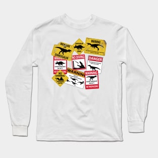 Dinosaur Caution Signs Long Sleeve T-Shirt